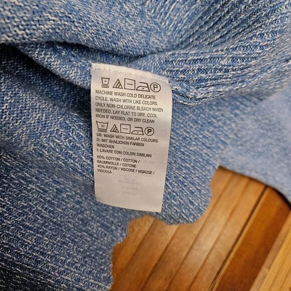 Candace Cameron Bure Cardigan Womens M Blue Cotton Sweater Classic Minimalist - Picture 6 of 9